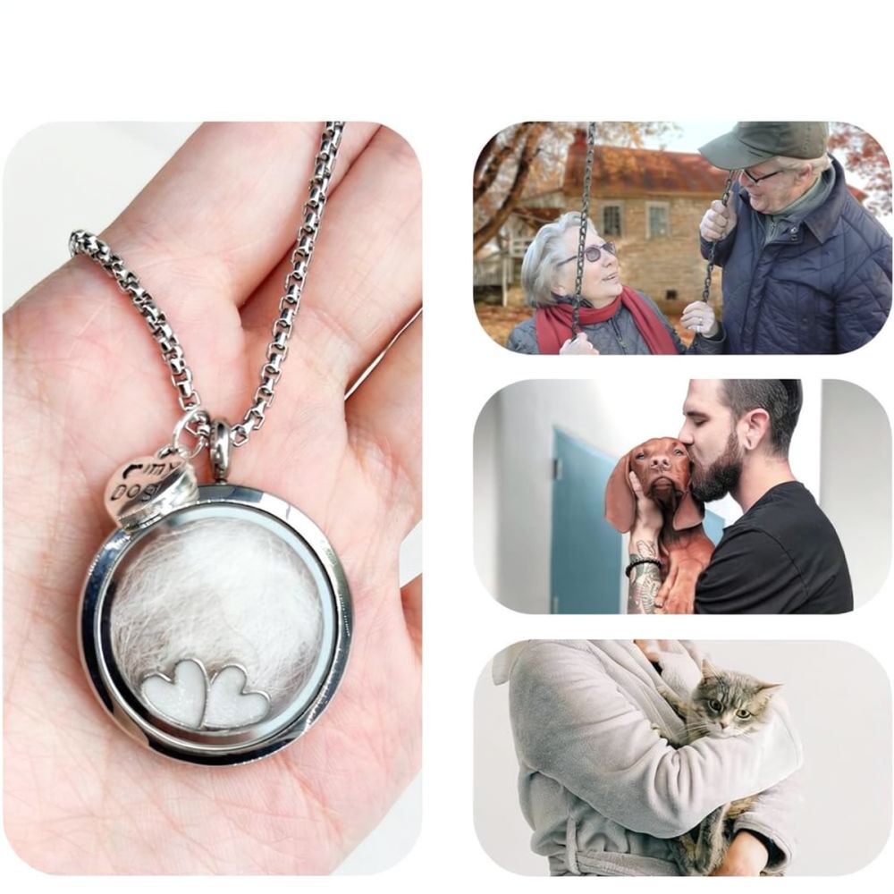 Heart Locket Necklace Photo - Stainless Steel Heart Keepsake Necklace Pet