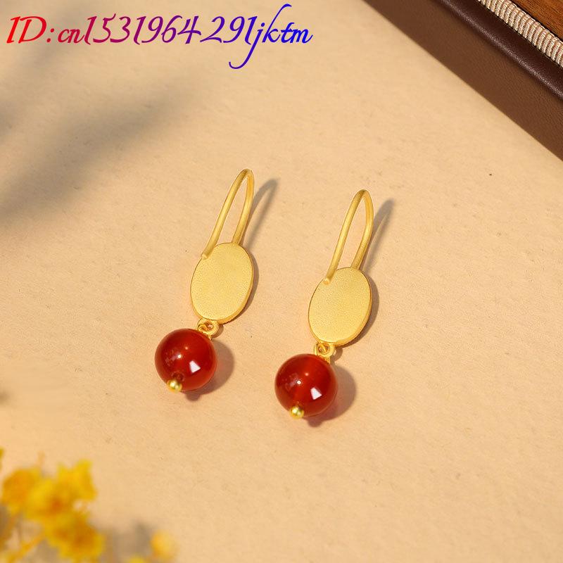 Natural Red Jade Bead Earrings - Earrings recension och pris