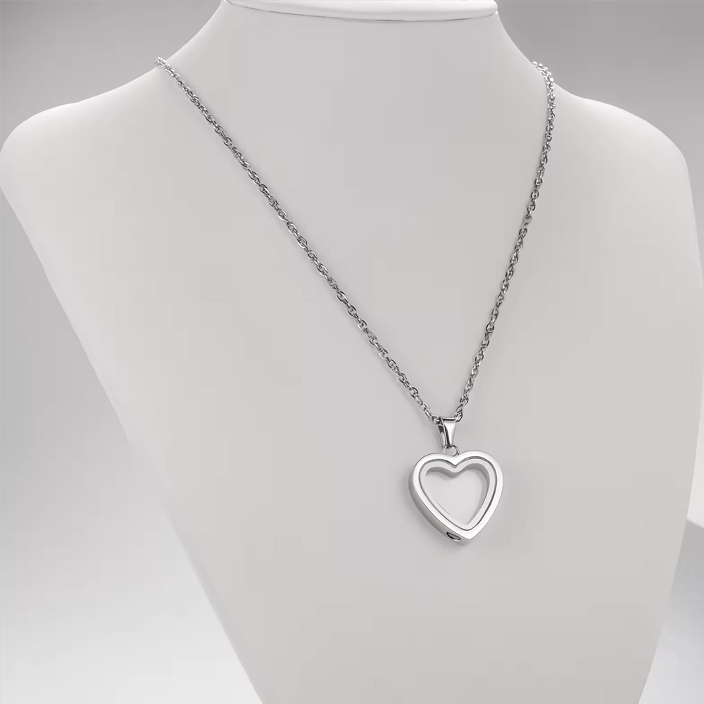 Glass of Heart Cremation Jewel - Heart Locket Necklace Photo recension och pris