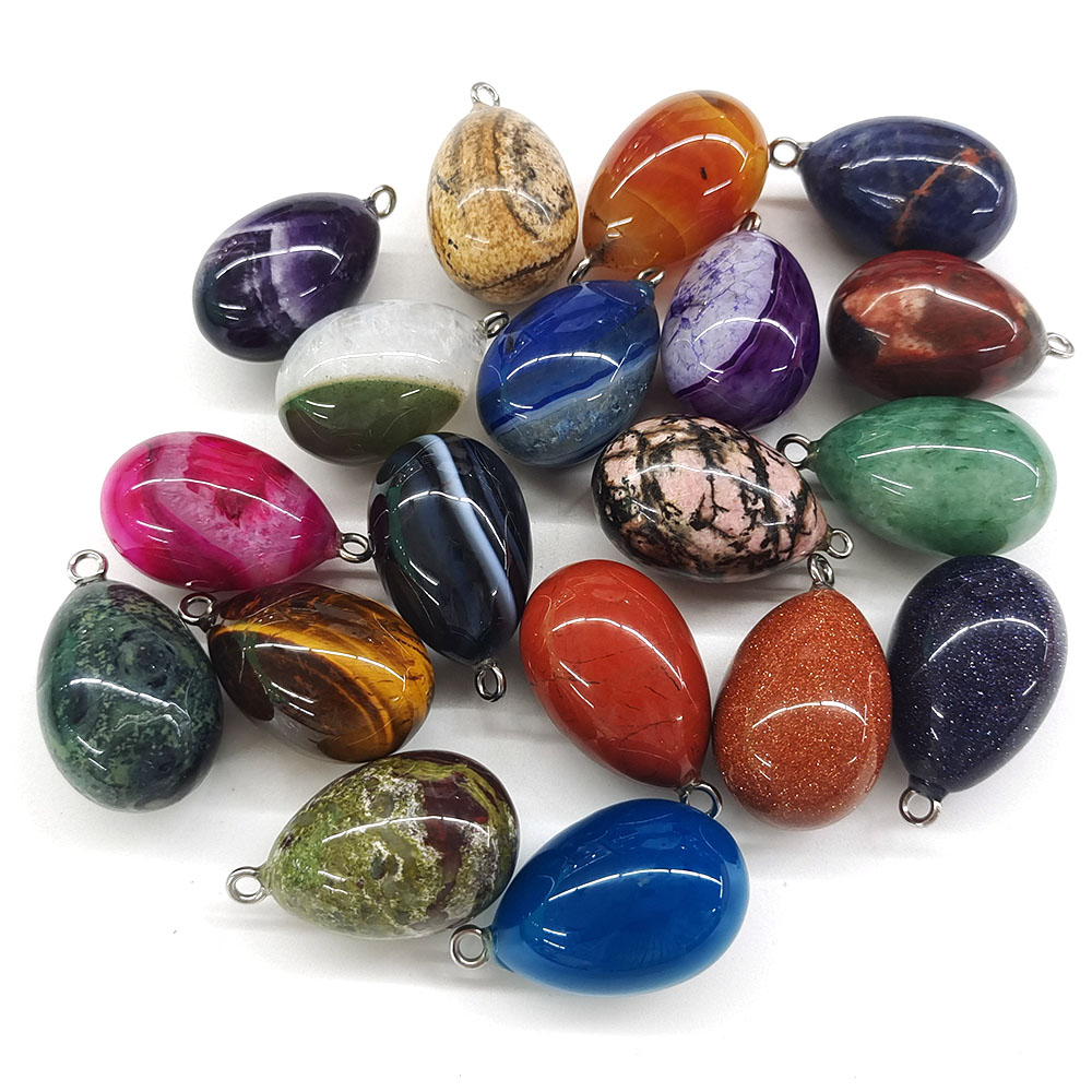 30x19mm Mini Egg Shape Pendant - Crystal Pendant Necklace Natural Stone recension och pris