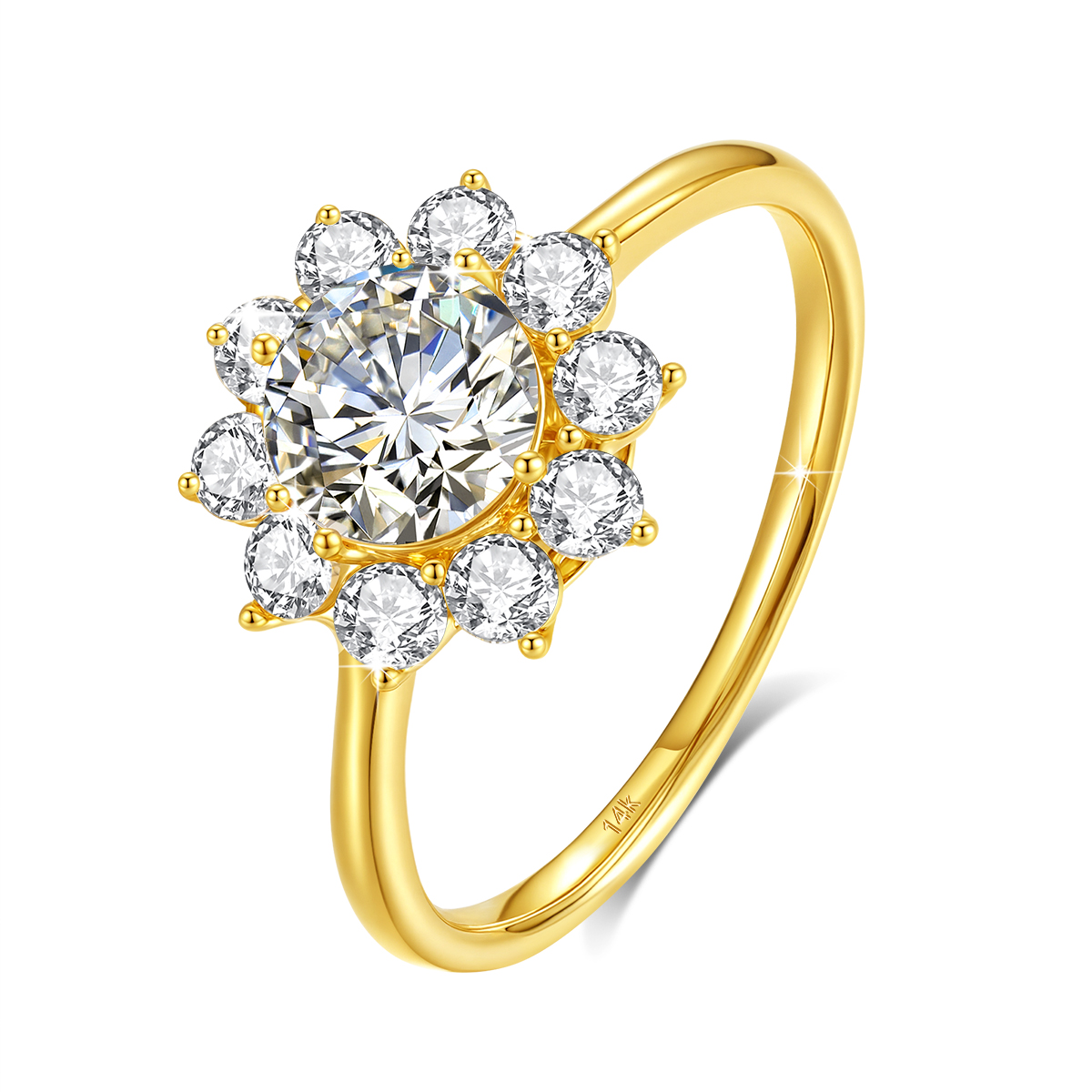 Szjinao 100% Real 14k Gold Flo - Moissanite Engagement Ring 1 Carat recension och pris