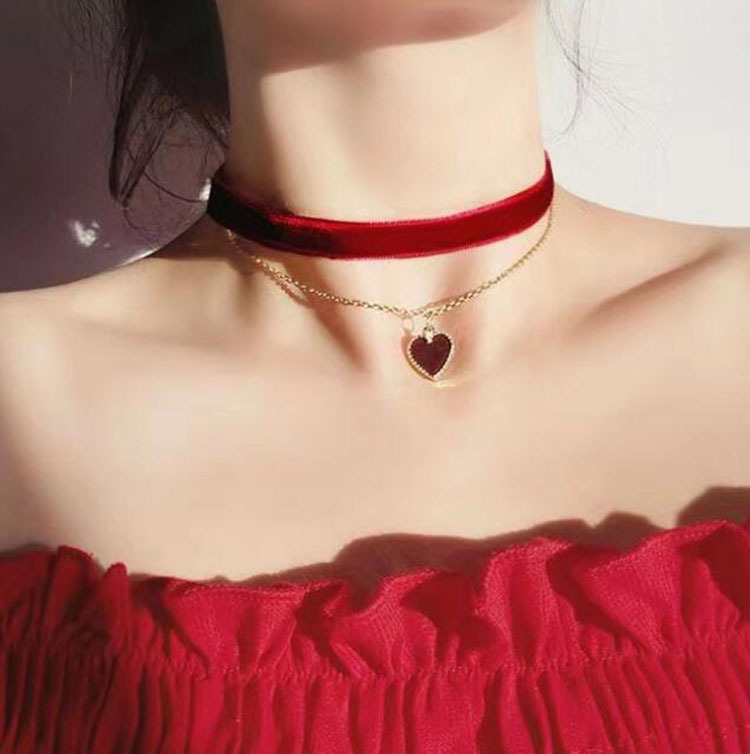 Romantic Double Layer Choker N - Layered Pendant Necklace Aesthetic recension och pris