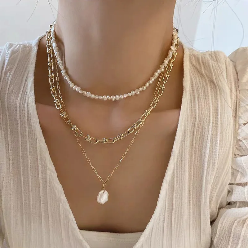 French Retro Link Chain Natura - Pearl Choker Necklace Vintage recension och pris