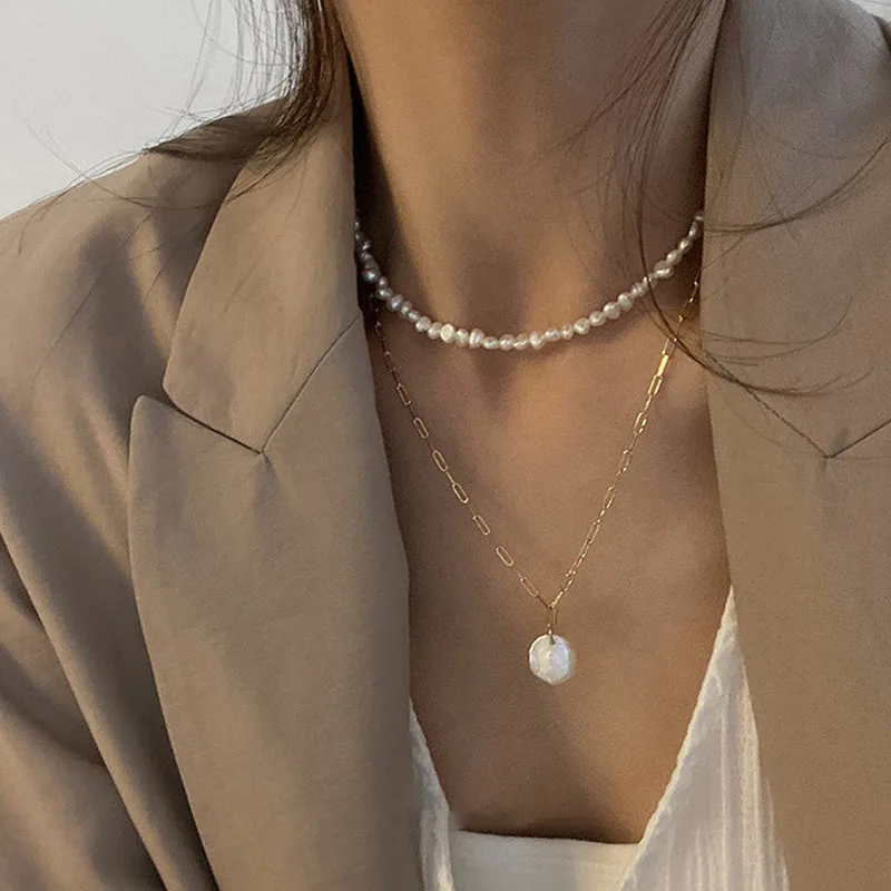 French Retro Link Chain Natura - Pearl Choker Necklace Vintage recension och pris
