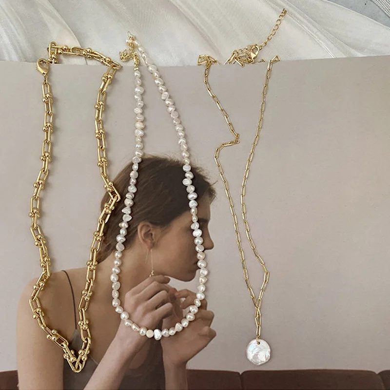 French Retro Link Chain Natura - Pearl Choker Necklace Vintage recension och pris