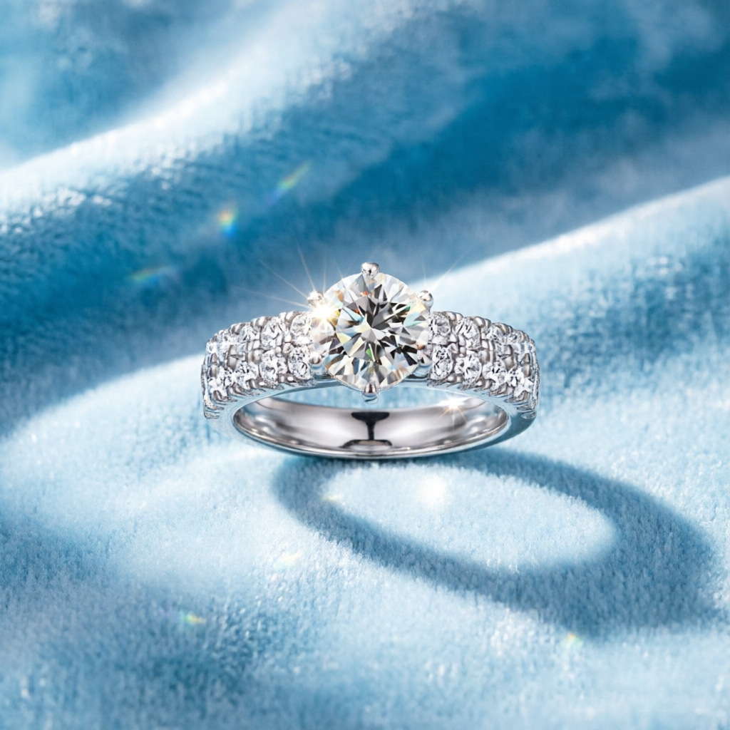 Hot selling fashion 100% s925  - Moissanite Engagement Ring 1 Carat recension och pris