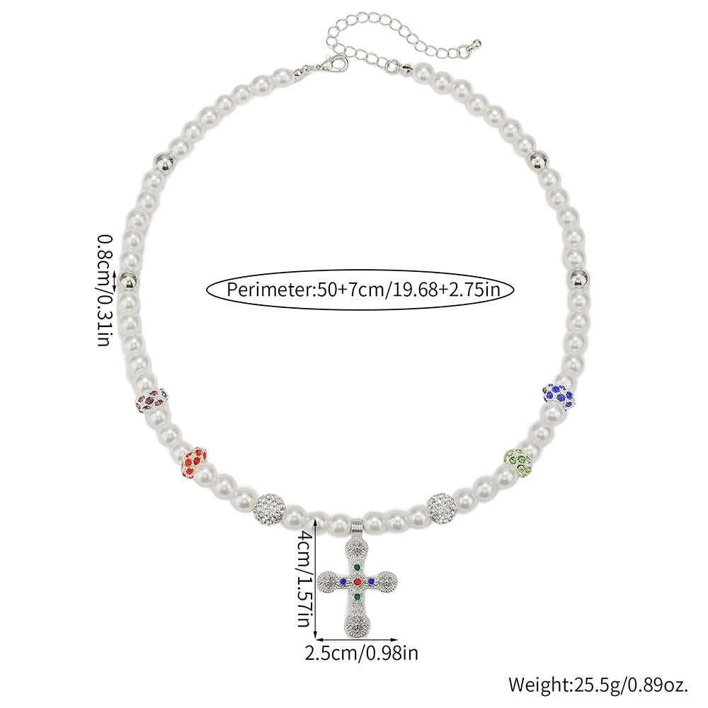 Steampunk Colorful Crystal Cro - Pearl Choker Necklace Vintage recension och pris
