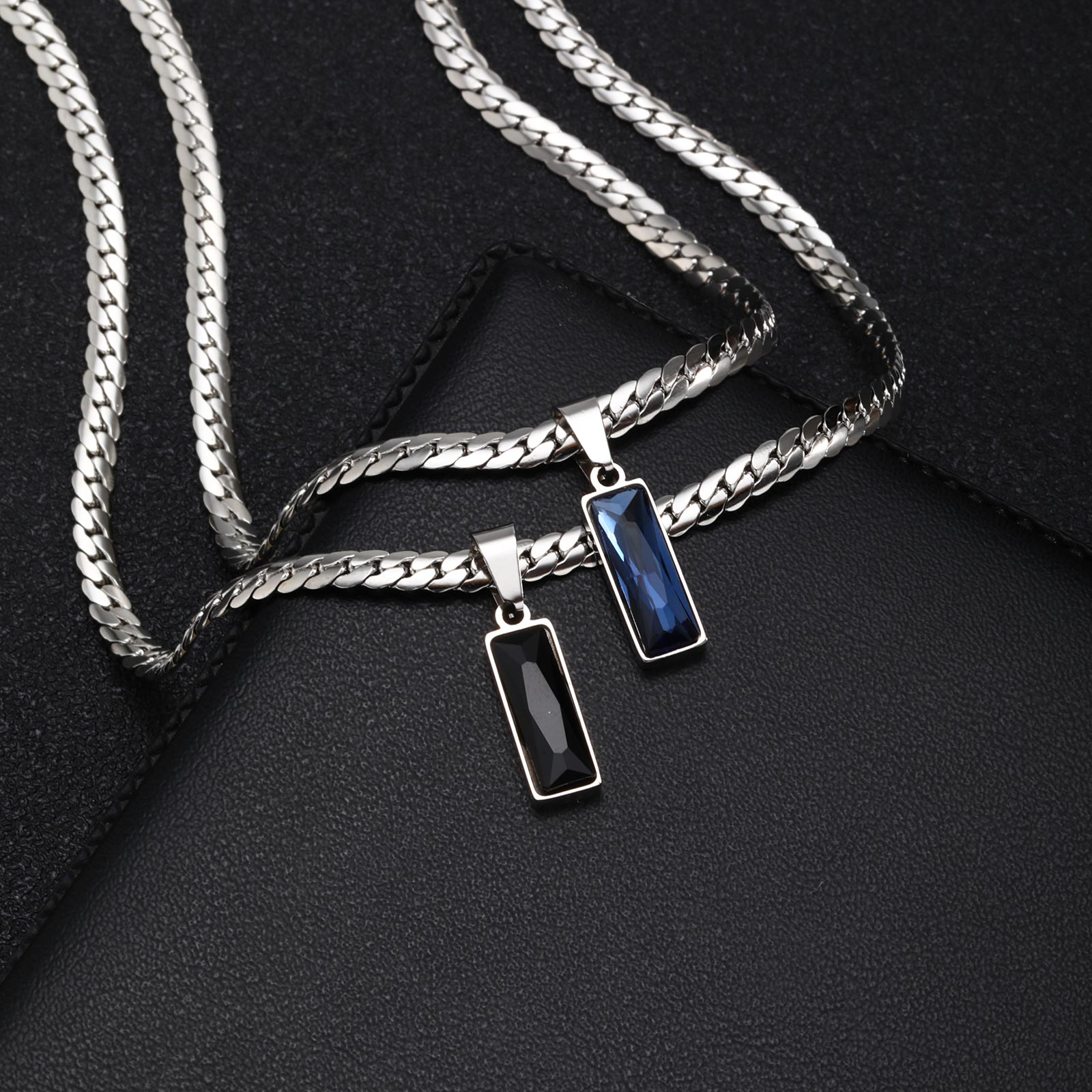 Stylish Mens Geometric Stone P - Cuban Link Chain 12Mm recension och pris